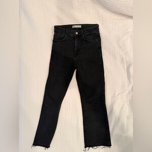 Zara Black Kick Flare Ankle Length Jeans